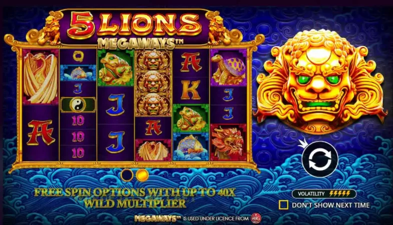 5 Lions Megaways accueil