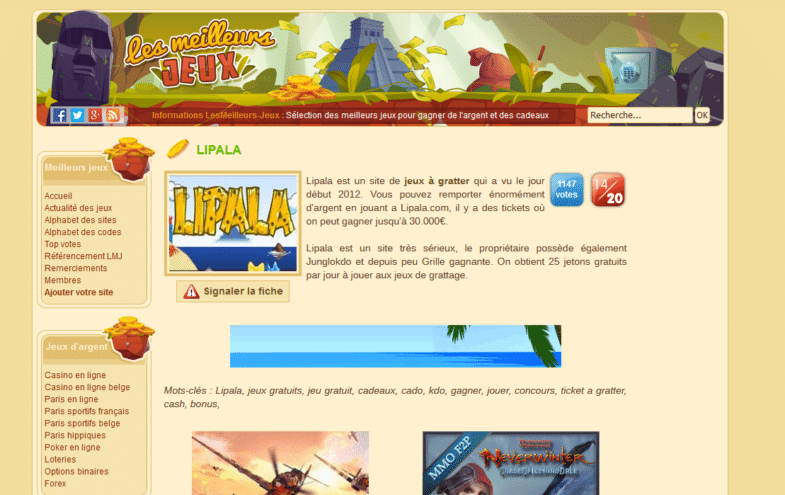 Site de jeux à gratter Lipala