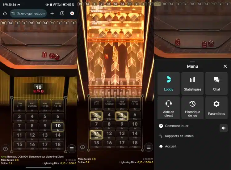 Lightning Dice : Test et avis de ce jeu live 11 Lightning Dice sur mobile