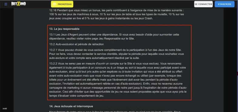 jeu responsable betzino