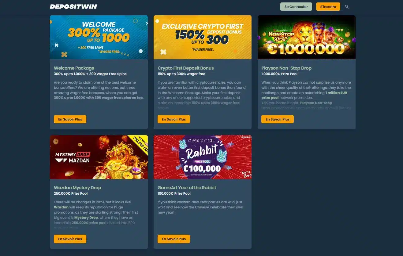 Code promo DepositWin Casino [juillet juillet]