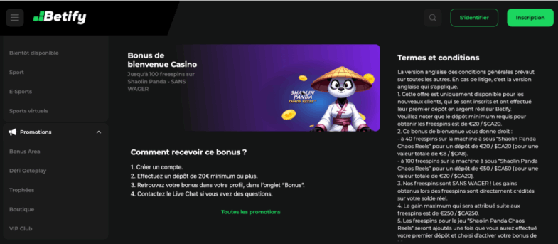 betify bonus de bienvenue