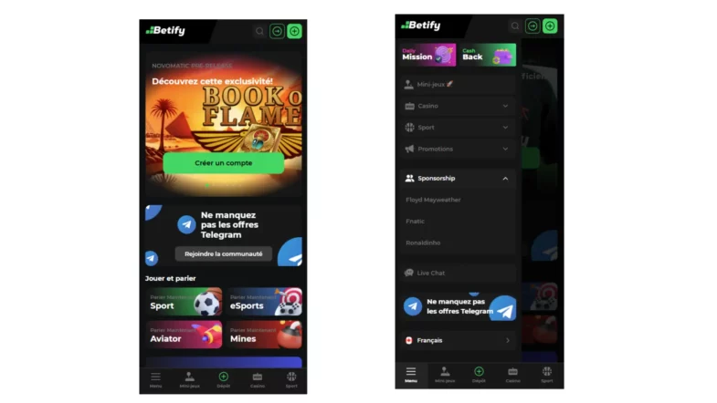 betify sur mobile