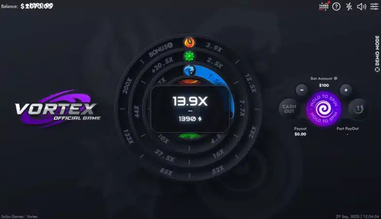 cashout sur vortex casino