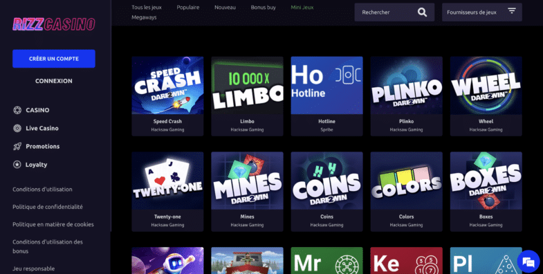 mini jeux rizz casino