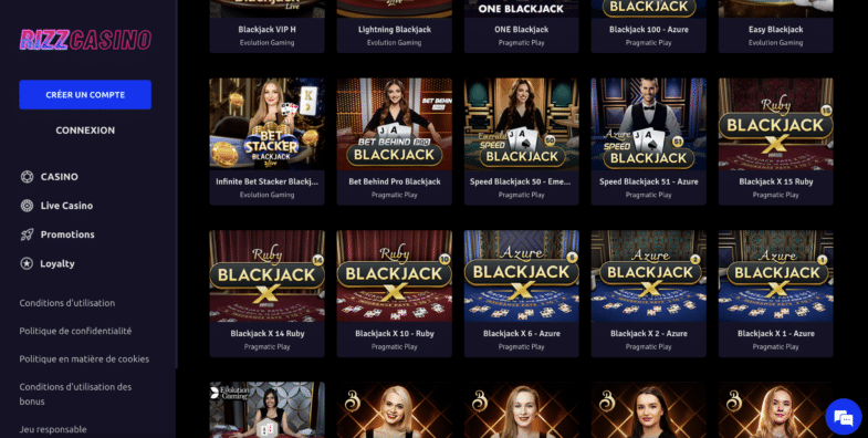 rizz casino tables