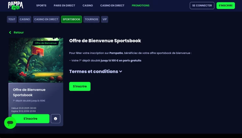 bonus de bienvenue sportsbook pampago
