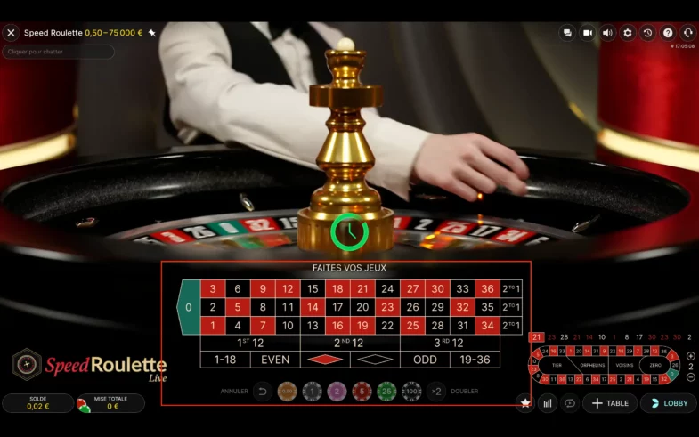 roulette live placer les paris