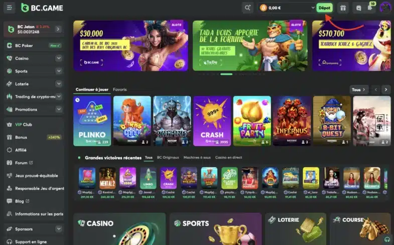 déposer crypto casino