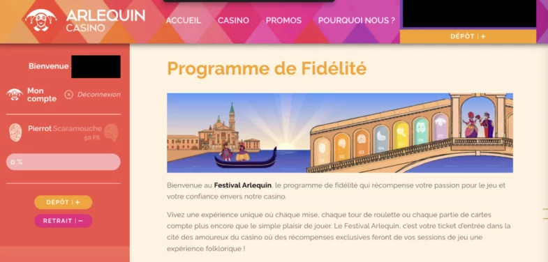 programme de fidélité casino dépôt 20€