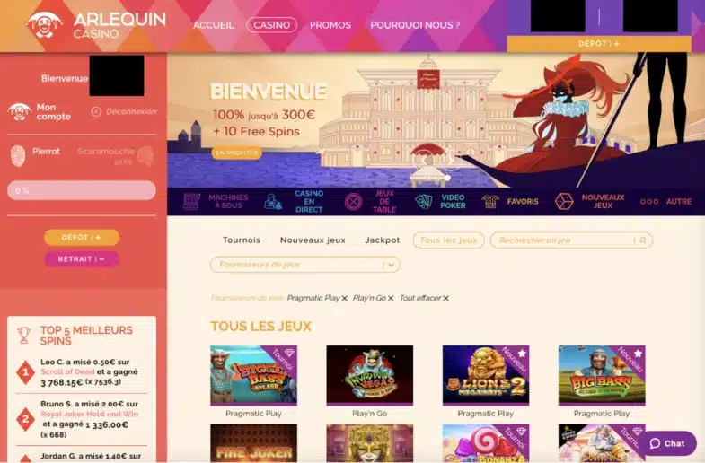 bouton dépôt casino dépôt 20€