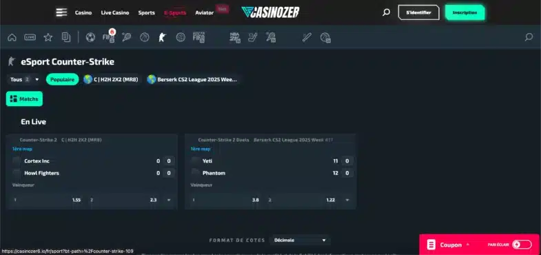 casinozer paris esport