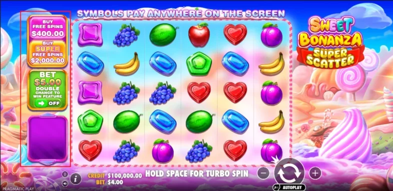 sweet bonanza super scatter achat de bonus