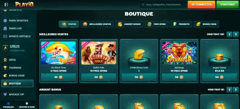 Playio Casino : Notre avis en tant que joueur 14 Boutique Playio