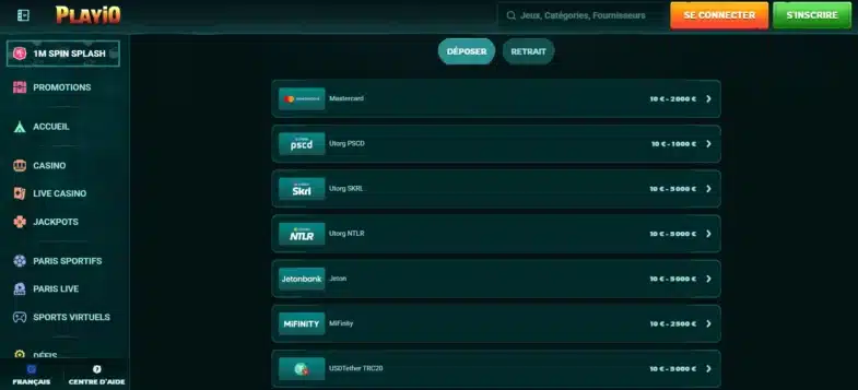 Playio Casino : Notre avis en tant que joueur 26 Les méthodes de dépôt sur Playio
