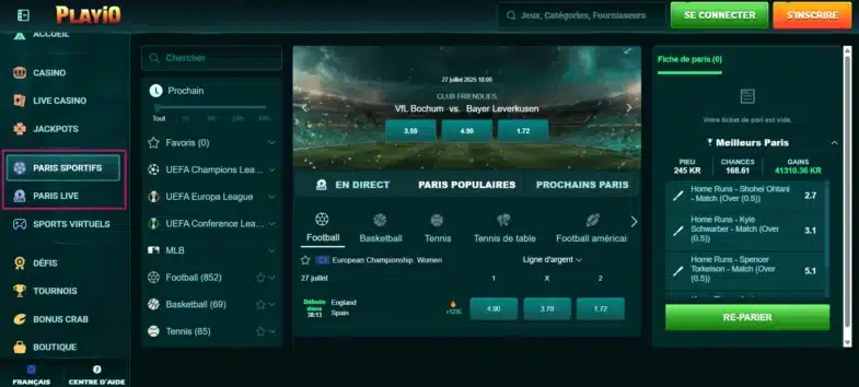 Playio Casino : Notre avis en tant que joueur 20 Les paris sportifs