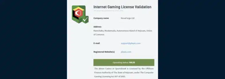 Playio Casino : Notre avis en tant que joueur 29 Licence Anjouan de Playio