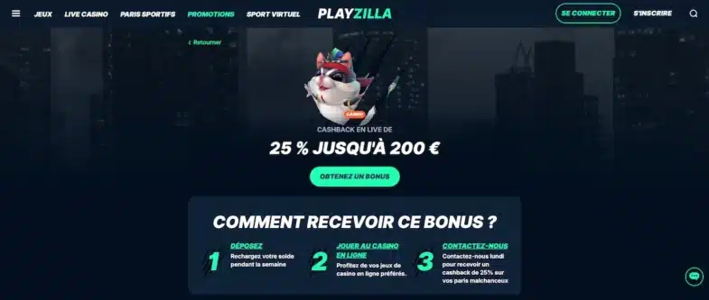 Cashback feature illustration at Playzilla Casino