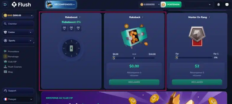 Flush Casino : Notre avis en tant que joueur 3 le rakeback sur flush casino