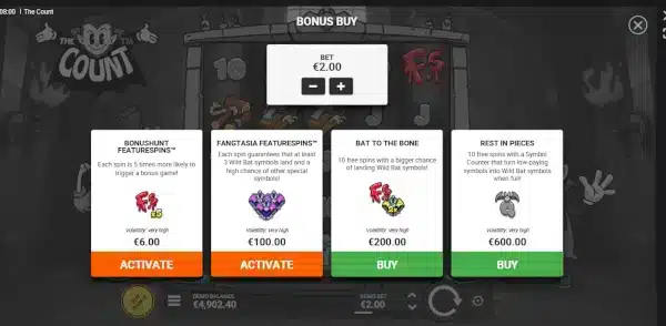 Bonus buy machine à sous The count