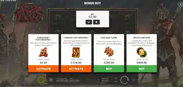 Army of Ares: machine à sous gratuite 5 Achat bonus Army of Ares