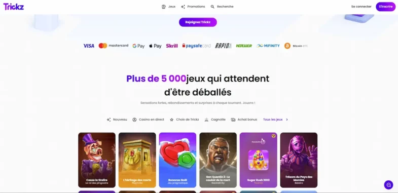 Bienvenue sur Trickz Casino