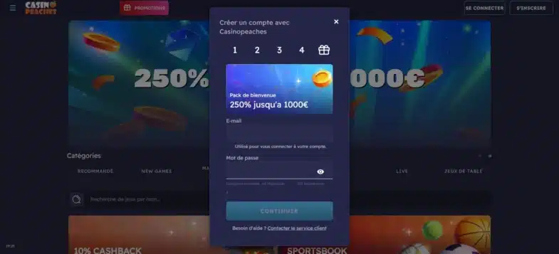 Avis Casino Peaches : bonus sans dépôt et retraits 27 Création des identifiants de connexion sur Casino Peaches