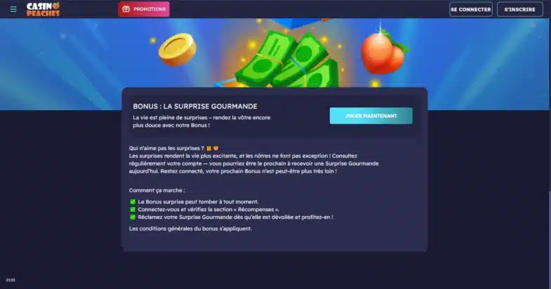 Avis Casino Peaches : bonus sans dépôt et retraits 8 La surprise gourmande de Casino Peaches