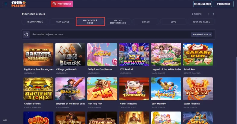 Avis Casino Peaches : bonus sans dépôt et retraits 12 Les machines à sous de Casino Peaches