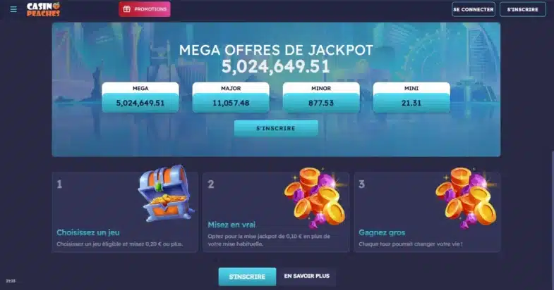 Avis Casino Peaches : bonus sans dépôt et retraits 11 Les Mega jackpots de Casino Peaches